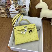 	 Hermes Kelly pochette yellow ostrich leather bag - 22cm - 4