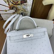 	 Hermes Kelly pochette white ostrich leather bag - 22cm - 3