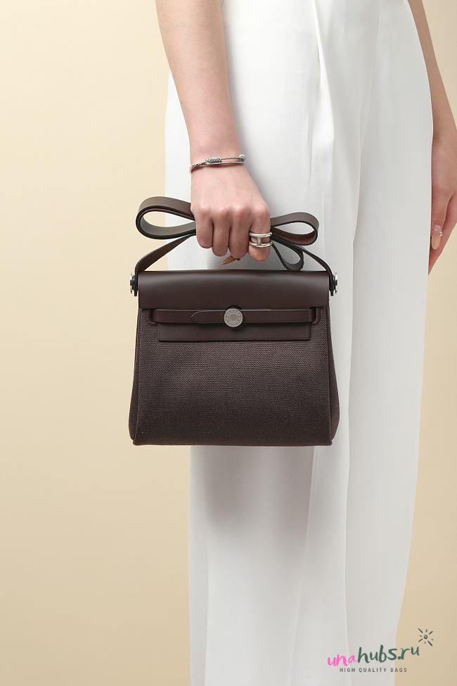 Hermes Herbag Zip 20 bag in dark chocolate - 1