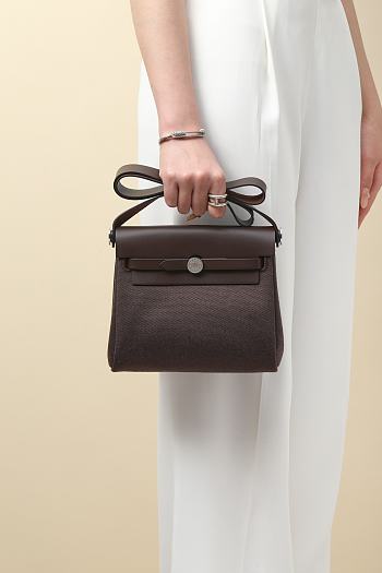Hermes Herbag Zip 20 bag in dark chocolate