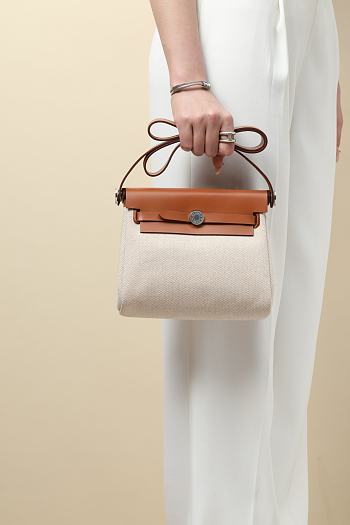 	 Hermes Herbag Zip 20 bag in brown/cream