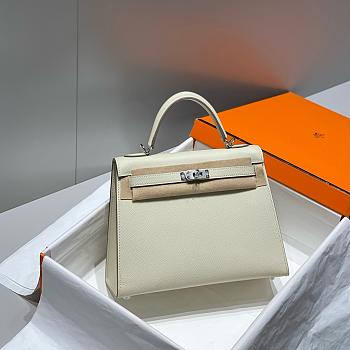 Hermes Kelly 25 Epsom Leather In White