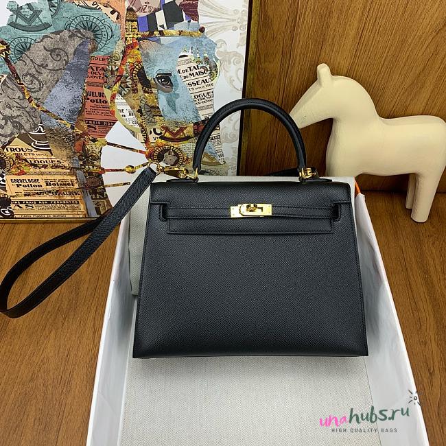 Hermes Kelly 25 Epsom Black Leather - 1