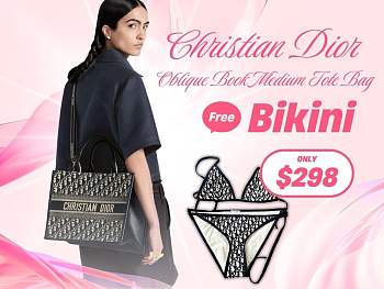 Dior Medium Book Tote Leather Strap Bag