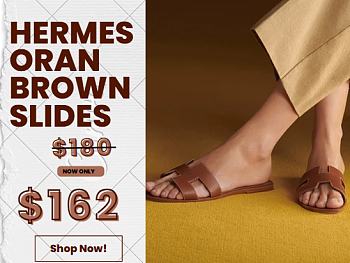 Hermes Oran Brown Slides