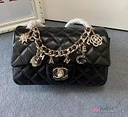 Chanel charm black smooth leather flap bag - 6