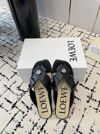 Loewe Toy Panta toe post sandal in lambskin Black