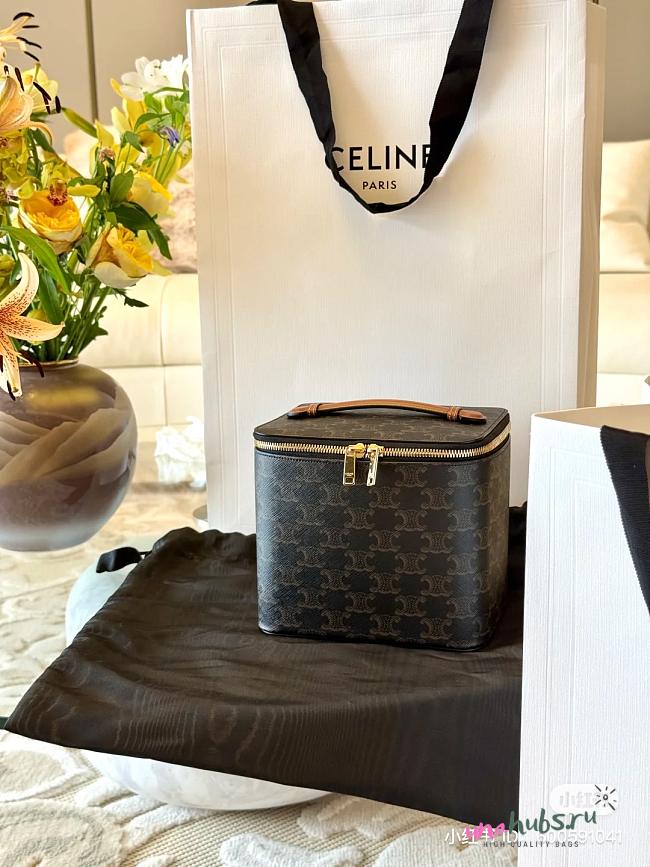 Celine Square Vanity Case In Triomple Calfskin - 18x15x14.5cm - 1