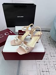 	 Gucci Horsebit Beige Heels 8.5CM - 2