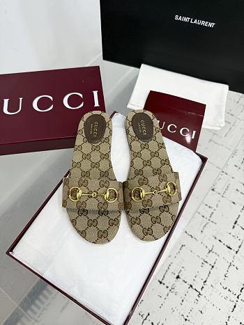 Gucci GG Ebony Horsebit slides in brown