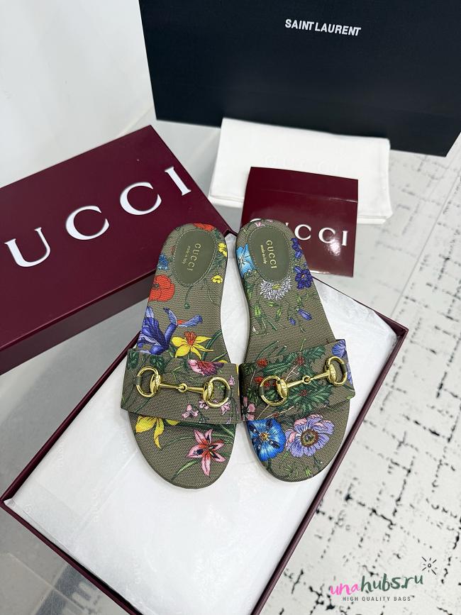 	 Gucci Flower Green Horsebit slides - 1