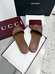 	 Gucci Horsebit Leather Slides in Brown - 6