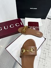 	 Gucci Horsebit Leather Slides in Brown - 5