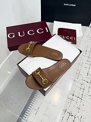 	 Gucci Horsebit Leather Slides in Brown - 4
