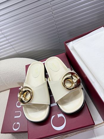 Gucci Marina Chain Slide Sandal Leather - White