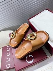 	 Gucci Marina Chain Slide Sandal Leather Brown - 4