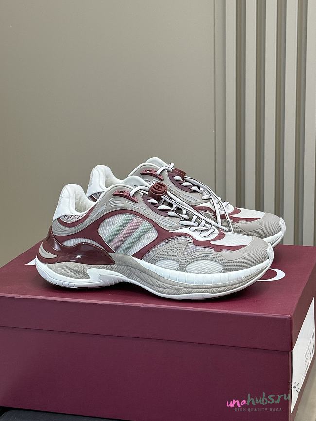 Gucci 2.0 trainer in grey and Rosso Ancora mesh and leather - 1