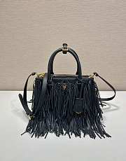 Prada Black Galleria small leather bag with fringe - 24.5x18.5x11cm - 2