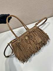  Prada Galleria Cocoa Brown medium suede bag with fringe - 30x14x10.5cm - 5