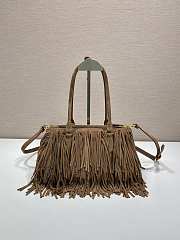  Prada Galleria Cocoa Brown medium suede bag with fringe - 30x14x10.5cm - 4