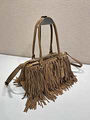  Prada Galleria Cocoa Brown medium suede bag with fringe - 30x14x10.5cm - 3