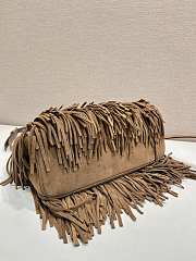  Prada Galleria Cocoa Brown medium suede bag with fringe - 30x14x10.5cm - 2