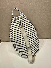 Prada Ivory/Blue Striped canvas drawstring duffel bag - 34x55x34cm - 6