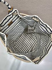 Prada Ivory/Blue Striped canvas drawstring duffel bag - 34x55x34cm - 5