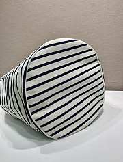 Prada Ivory/Blue Striped canvas drawstring duffel bag - 34x55x34cm - 4