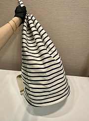 Prada Ivory/Blue Striped canvas drawstring duffel bag - 34x55x34cm - 3