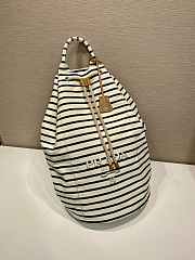 Prada Ivory/Blue Striped canvas drawstring duffel bag - 34x55x34cm - 2