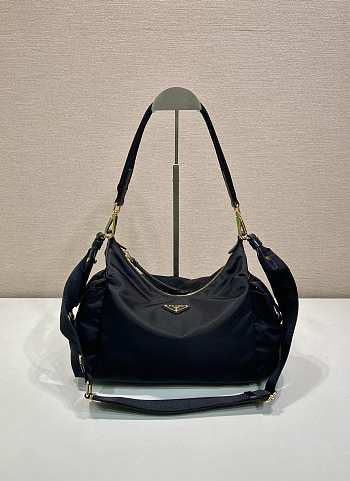 Black Prada Explore large Re-Nylon and leather bag 32x22x11.5cm