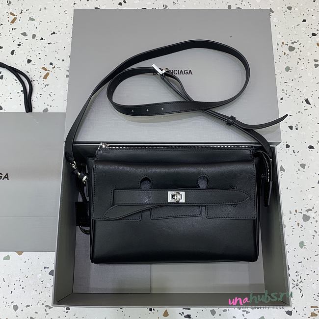 Balenciaga Bel Air Small Zipped Messenger Bag Black - 29×5×20cm - 1