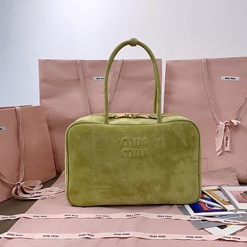 Miu Miu Ivy Green Suede Beau Bag 34X23X12cm