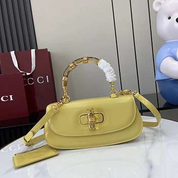 Gucci Bamboo Diva medium bag in yellow leather - 26.6x 13x 8cm