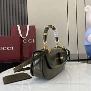 	 Gucci Bamboo Diva medium bag in green leather - 26.6x 13x 8cm - 3