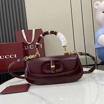 	 Gucci Bamboo Diva medium bag in burgundy leather - 26.6x 13x 8cm