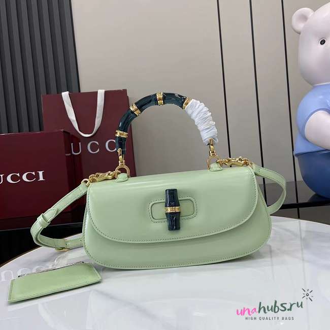 	 Gucci Bamboo Diva medium bag in green - 26.6x 13x 8cm - 1