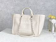 Chanel Large Deauville Shopping Tote in all white canvas - 44cm x 32cm x 17.5cm - 1