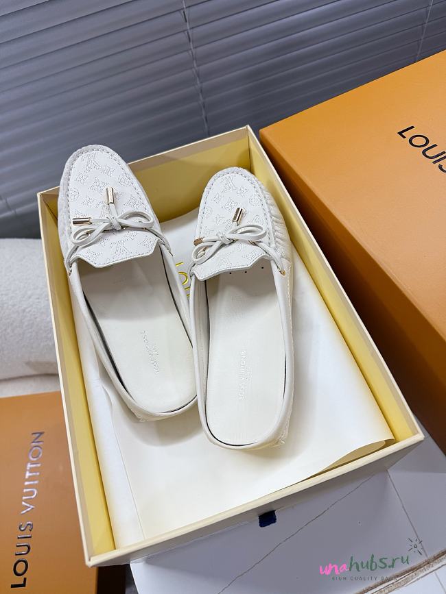 	 Louis Vuitton Monogram White Loafers - 1