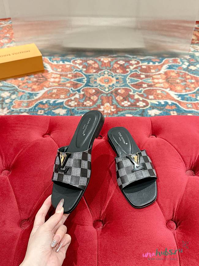 	 Louis Vuitton Damier Black Slides - 1