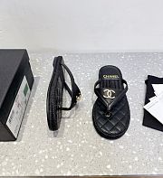 Chanel Black Flip Flops Goatskin Suede - 6