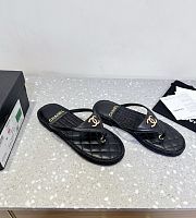 Chanel Black Flip Flops Goatskin Suede - 2