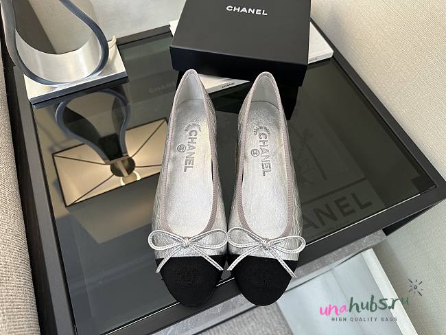 	 Chanel Ballerina Flats Shoes Silver - 1