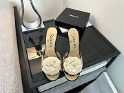 Chanel Quilted Camellia Flower Sandals in Beige Leather - 2