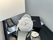 	 Chanel Quilted Camellia Flower Sandals in White Leather - 6