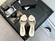 	 Chanel Quilted Camellia Flower Sandals in White Leather - 4