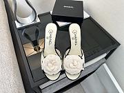 	 Chanel Quilted Camellia Flower Sandals in White Leather - 5
