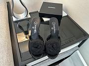 	 Chanel Quilted Camellia Flower Sandals in Black Leather - 3
