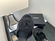 	 Chanel Quilted Camellia Flower Sandals in Black Leather - 4